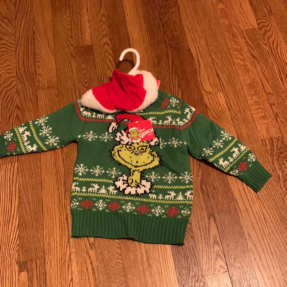 The grinch sweater with hat NWT